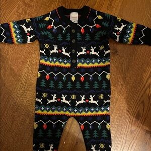 NWOT Hanna Andersson Festive Reindeer Patterned Kids One Piece